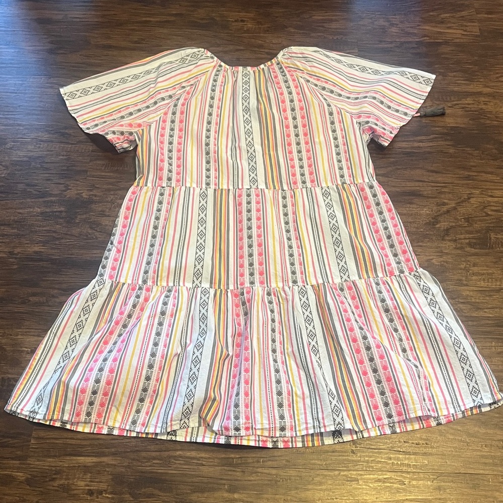 Style & Co Women's Stripe Split-Neck Tiered 100% Cotton Dress Size XL - Picture 4 of 7